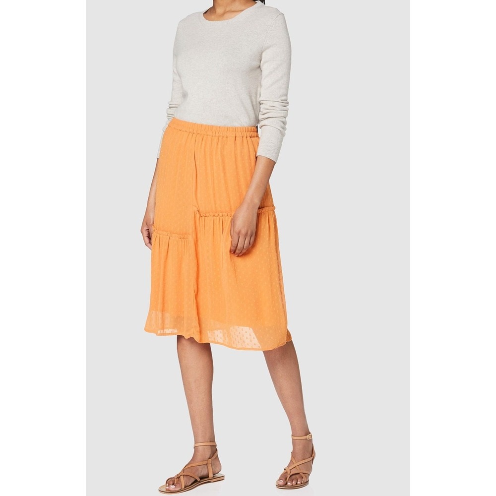 Sparkz Copenhagen Skirt Women Small Orange Heaven‎ Tiered Swiss Dot Viscose